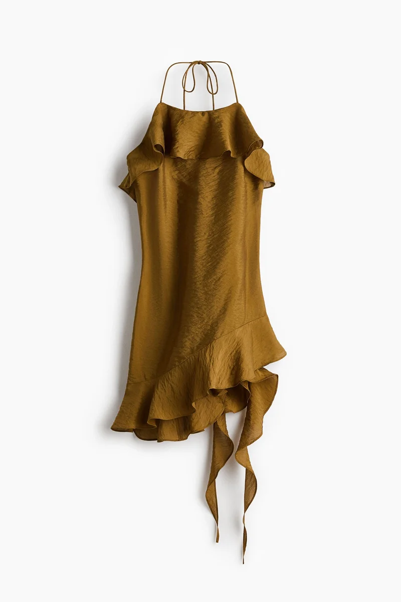 Flounced halterneck dress